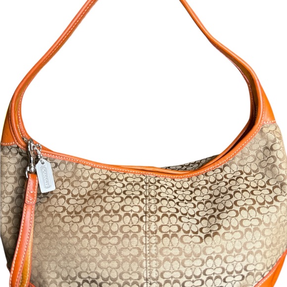 Coach Handbags - ***SOLD****Vintage Small C Coach Tan and Orange Signature Hobo Bag